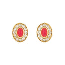 Etnico Gold Plated Traditional Stone Pearl Choker Necklace With Earrings Set For Women (ML321Q)