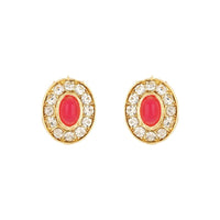 Etnico Gold Plated Traditional Stone Pearl Choker Necklace With Earrings Set For Women (ML321Q)
