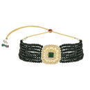 Etnico Gold Plated Traditional Kundan Handcrafted Onyx Pearl Choker Necklace Jewellery With Earrings Set For Women/Girls (ML327G)