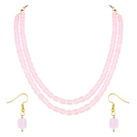 Etnico Stylish Multi Layer Pearl Necklace Jewellery Set with Earrings for Women and Girls (ML328Pi)