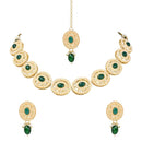 Etnico Traditional Handcrafted Pearl Necklace Jewellery Set With Earrings & Maang Tikka Set For Women And Girls (ML329G)