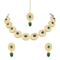 Etnico Traditional Handcrafted Pearl Necklace Jewellery Set With Earrings & Maang Tikka Set For Women And Girls (ML329G)