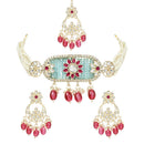 Etnico Gold Plated Pearl Polki Kundan Choker Necklace Set for Women/Girls (ML330QSb)