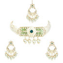 Etnico Gold Plated Pearl Polki Kundan Choker Necklace Set for Women/Girls