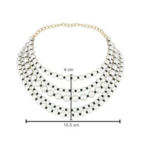 Etnico Latest Fashion Stylish Multi Layered Pearl Beads Necklace Jewellery Set For Women (ML338G)