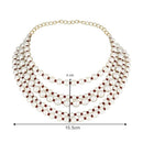 Etnico Latest Fashion Stylish Multi Layered Pearl Beads Necklace Jewellery Set For Women (ML338M)
