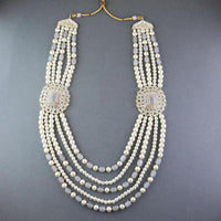 Etnico Multistrand Pearl Necklace/Dulha Moti Mala/Maharaja Haar/Groom Necklace For Men (MLP41Gr)