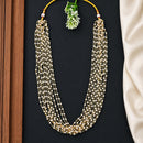 Js Fashion  10 lane Elegant White Pearl Long Mala for Women
