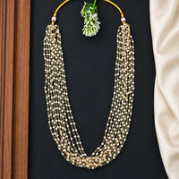 Js Fashion  10 lane Elegant White Pearl Long Mala for Women