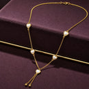 EtnicoFashion Gold Plated Heart Lariat Chain Necklace for Women Stylish Trendy Long Necklace (N008W)