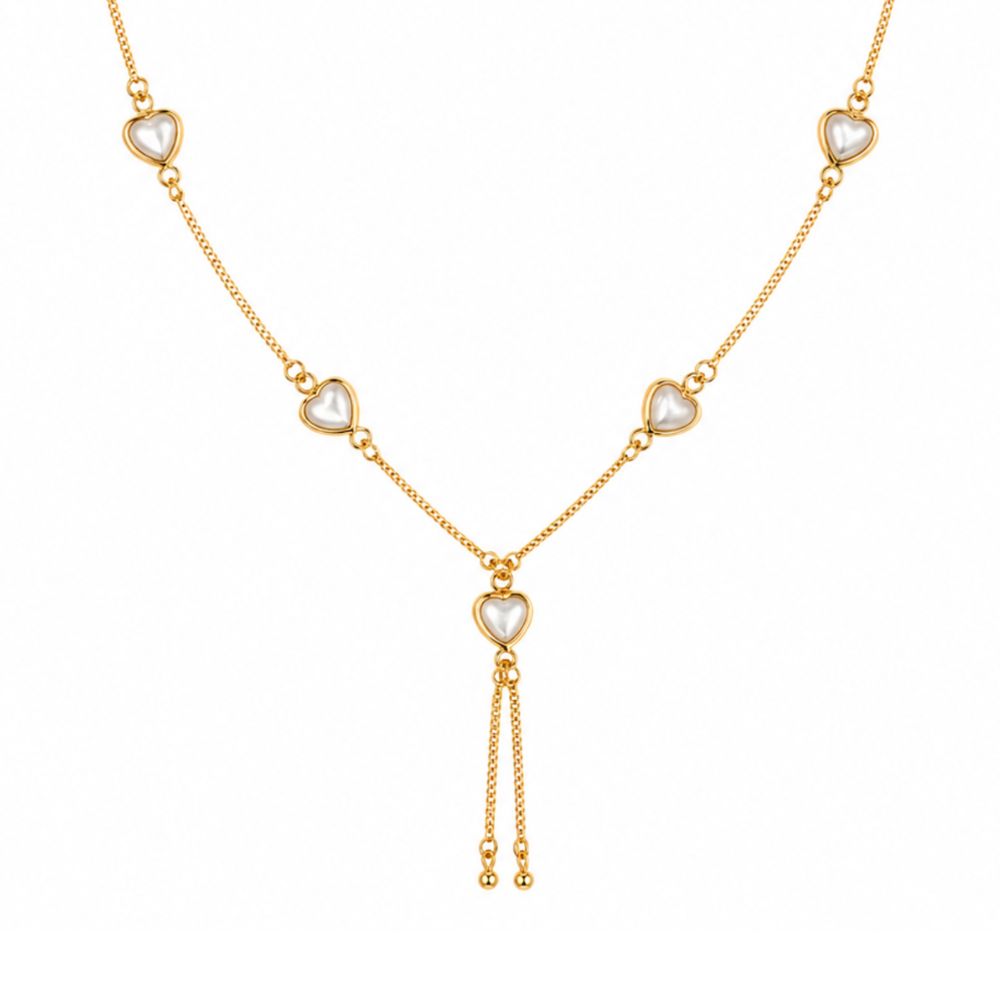 EtnicoFashion Gold Plated Heart Lariat Chain Necklace for Women Stylish Trendy Long Necklace (N008W)