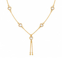 EtnicoFashion Gold Plated Heart Lariat Chain Necklace for Women Stylish Trendy Long Necklace (N008W)