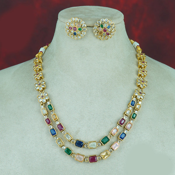 Diksha Collection Gold Plated Crystal Stone Necklace Set