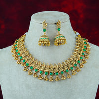 Diksha Collection Gold Plated Pota Stone Necklace Set