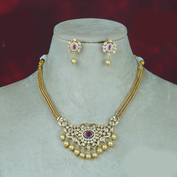 Diksha Collection Gold Plated Austrian Stone Necklace Set
