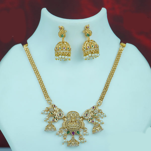 Diksha Collection Gold Plated Austrian Stone Temple Necklace Set