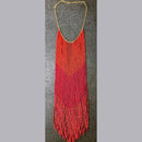 Multi Layered Seed Bead With Gold Metal Chain Necklace