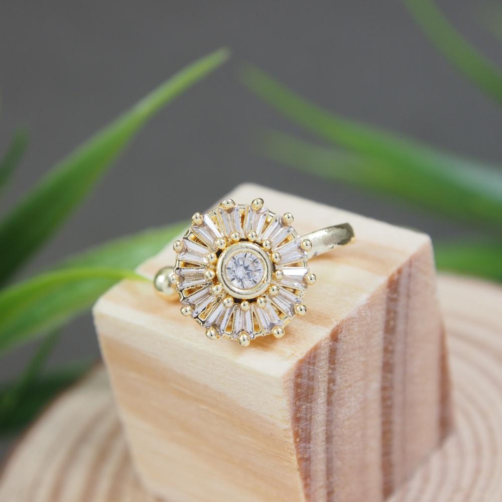 Etnico Gold Plated Clip On Non Piercing Pressing Type Stone Nose Pin For Women (NL105W)