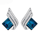 Mahi Shining Angel Wings Shaped Montana Blue and White Crystal Pendant Necklace Earrings Set for Women (NL1103810RMBlu)