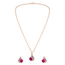 Mahi Shining Angel Wings Shaped Pink and White Crystal Pendant Necklace Earrings Set for Women (NL1103813ZPin)