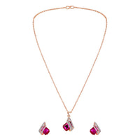 Mahi Shining Angel Wings Shaped Pink and White Crystal Pendant Necklace Earrings Set for Women (NL1103813ZPin)