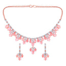 Mahi Rose Gold Plated Pink and White Cubic Zirconia (CZ) Floral Women's Necklace Set (NL1103815ZPin)
