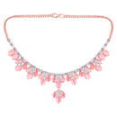Mahi Rose Gold Plated Pink and White Cubic Zirconia (CZ) Floral Women's Necklace Set (NL1103815ZPin)