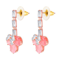 Mahi Rose Gold Plated Pink and White Cubic Zirconia (CZ) Floral Women's Necklace Set (NL1103815ZPin)