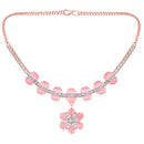 Mahi Rose Gold Plated Pink and White Cubic Zirconia (CZ) Floral Women's Necklace Set (NL1103816ZPin)