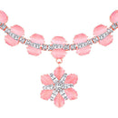 Mahi Rose Gold Plated Pink and White Cubic Zirconia (CZ) Floral Women's Necklace Set (NL1103816ZPin)
