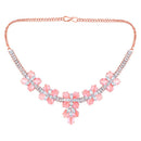 Mahi Rose Gold Plated Pink and White Cubic Zirconia (CZ) Floral Women's Necklace Set (NL1103819ZPin)