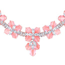 Mahi Rose Gold Plated Pink and White Cubic Zirconia (CZ) Floral Women's Necklace Set (NL1103819ZPin)