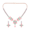 Mahi Rosegold Plated Multicolor Cubic Zirconia (CZ) Floral Women's Necklace Set (NL1103821ZMul)