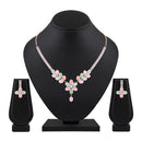 Mahi Rosegold Plated Multicolor Cubic Zirconia (CZ) Floral Women's Necklace Set (NL1103821ZMul)