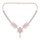 Mahi Rosegold Plated Multicolor Cubic Zirconia (CZ) Floral Women's Necklace Set (NL1103821ZMul)