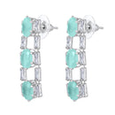 Mahi Rhodium Plated Light Green Cubic Zirconia (CZ) Floral Women's Necklace Set (NL1103822RLGre)