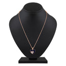 Mahi Rose Gold Plated Navy Blue Meenakari Work and Crystals Dual Heart Pendant Set for Women (NL1103824ZNBlu)