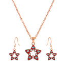 Mahi Rose Gold Plated Red Meenakari Work and Crystals Star Pendant Set for Women (NL1103825ZRed)
