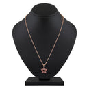 Mahi Rose Gold Plated Red Meenakari Work and Crystals Star Pendant Set for Women (NL1103825ZRed)