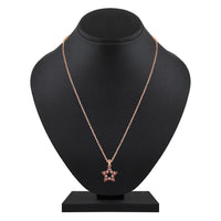 Mahi Rose Gold Plated Red Meenakari Work and Crystals Star Pendant Set for Women (NL1103825ZRed)