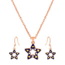 Mahi Rose Gold Plated Navy Blue & Yellow Meenakari Work and Crystals Star Pendant Set for Women (NL1103826ZNBlu)
