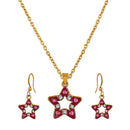 Mahi Gold Plated Pink Meenakari Work and Crystals Star Pendant Set for Women (NL1103827GPin)