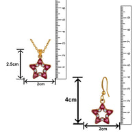 Mahi Gold Plated Pink Meenakari Work and Crystals Star Pendant Set for Women (NL1103827GPin)