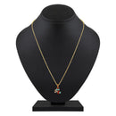 Mahi Gold Plated Red and Blue Meenakari Work and Crystals Floral Pendant Set for Women (NL1103831GRedBlu)