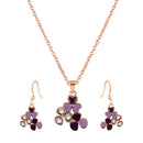 Mahi Rose Gold Plated Purple Meenakari Work and Crystals Floral Pendant Set for Women (NL1103832ZPur)