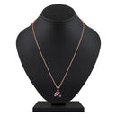Mahi Rose Gold Plated Purple Meenakari Work and Crystals Floral Pendant Set for Women (NL1103832ZPur)