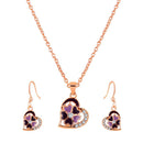 Mahi Rose Gold Plated Purple Meenakari Work and Crystals Floral Heart Pendant Set for Women (NL1103833ZPur)