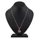 Mahi Rose Gold Plated Purple Meenakari Work and Crystals Floral Heart Pendant Set for Women (NL1103833ZPur)