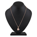 Mahi Rose Gold Plated Pink and Green Meenakari Work and Crystals Floral Heart Pendant Set for Women (NL1103834Gre)