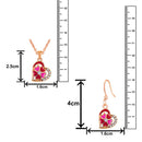 Mahi Rose Gold Plated Red and Pink Meenakari Work and Crystals Floral Heart Pendant Set for Women (NL1103835ZRedPin)
